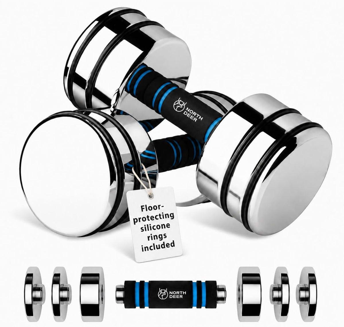 Ultracompact Adjustable Chrome Dumbbells - Premium Steel Performance