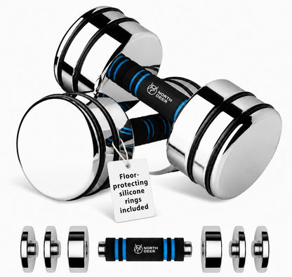 Ultracompact Adjustable Chrome Dumbbells - Premium Steel Performance