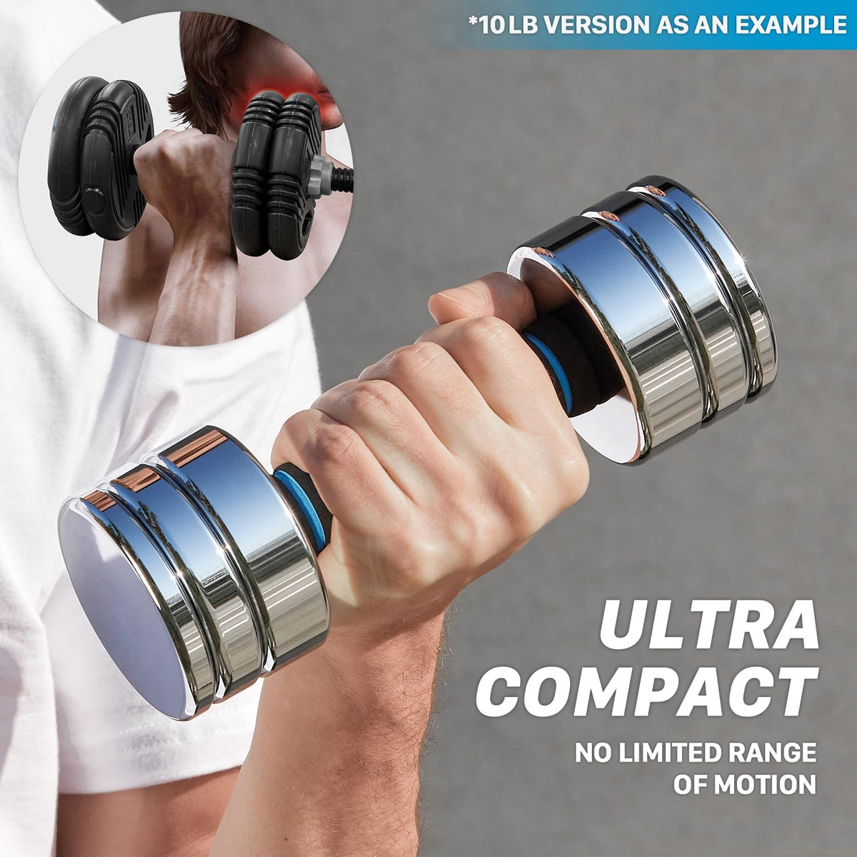 Ultracompact Adjustable Chrome Dumbbells - Premium Steel Performance